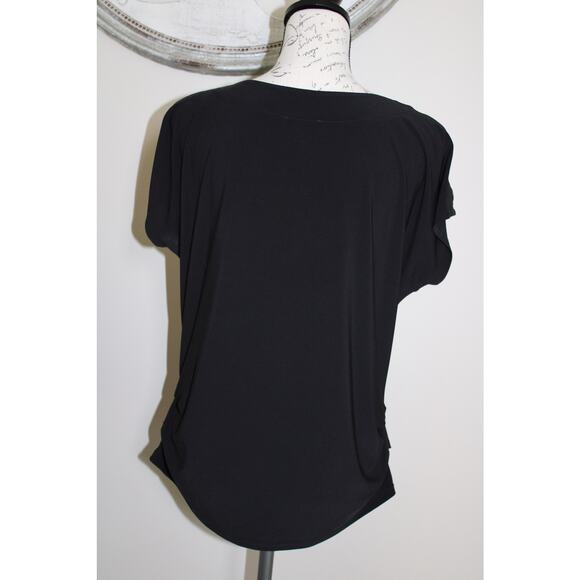 LUXOLOGY Black Short Sleeve Top Women’s Size M - Picture 2 of 5